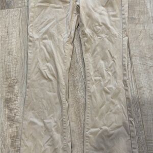 Beige Straight-Leg Pants